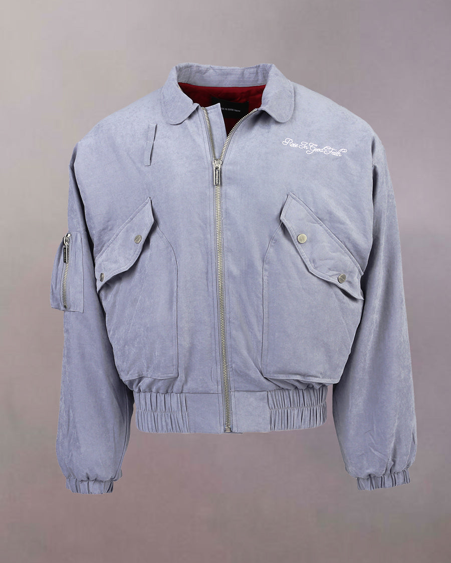 GIMME TIME SUEDED PATCH FLIGHT JACKET