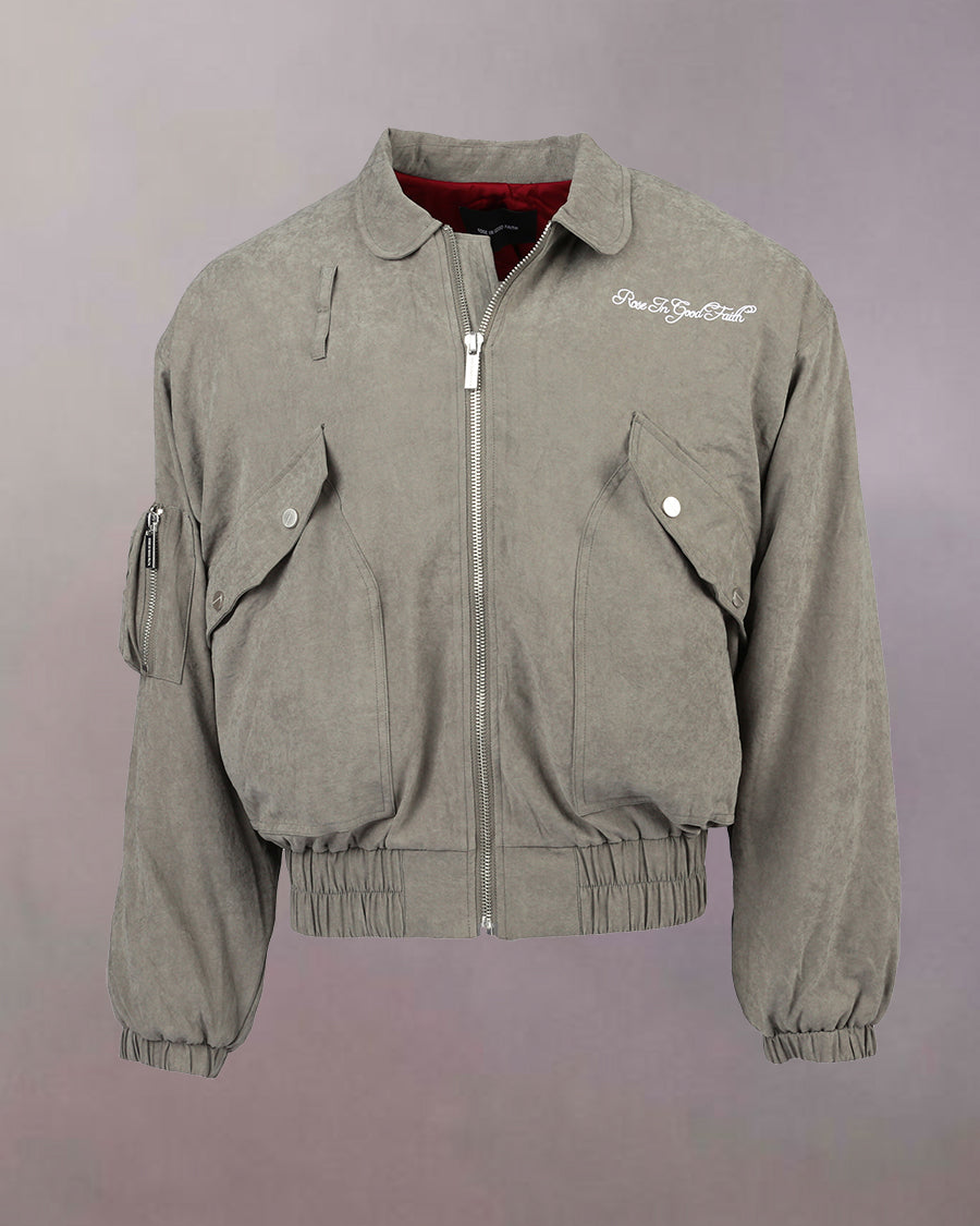 GIMME TIME SUEDED PATCH FLIGHT JACKET