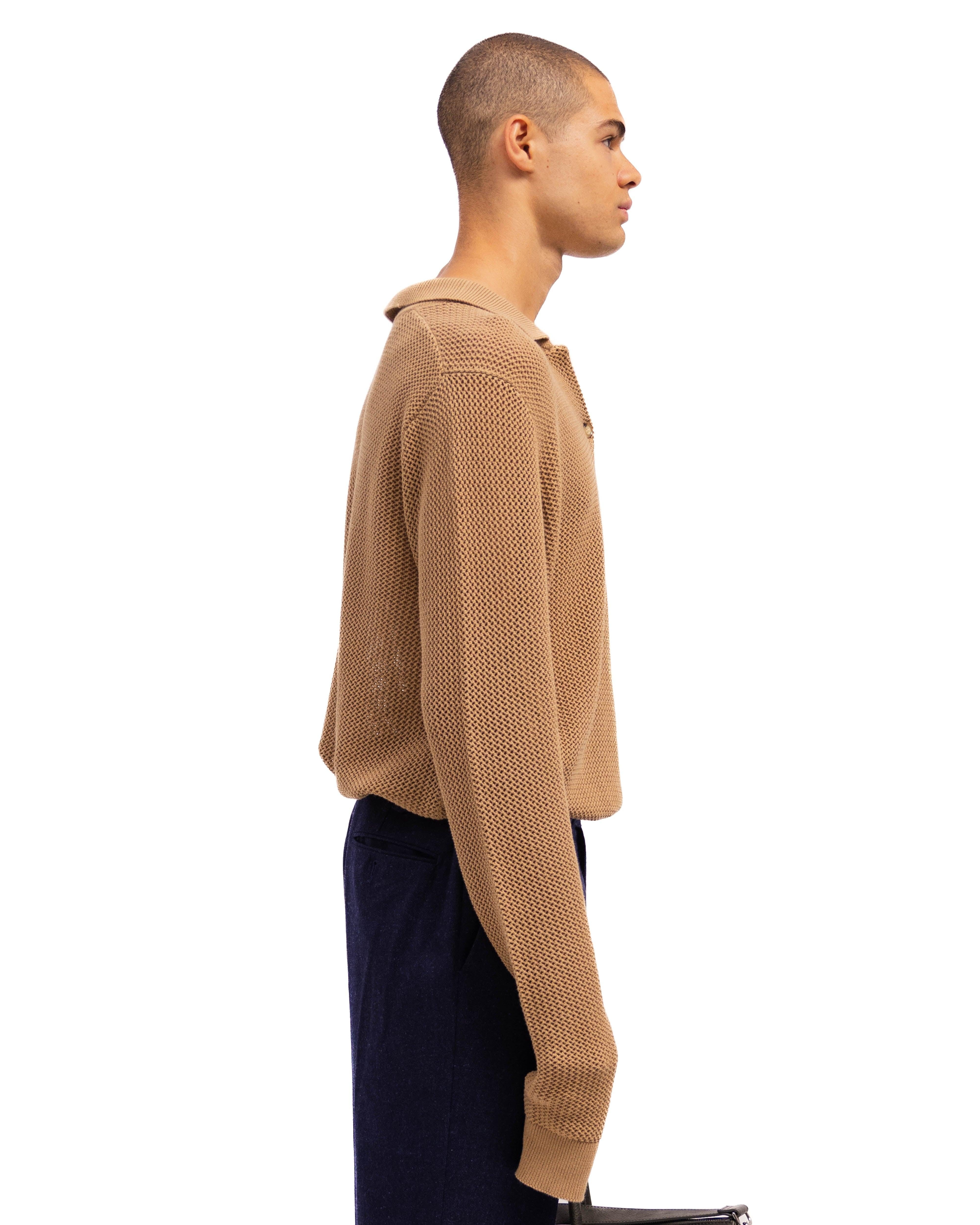 CASHMERE BLEND MESH POLO - CASHMERE BLEND MESH POLO - ROSE IN GOOD FAITH
