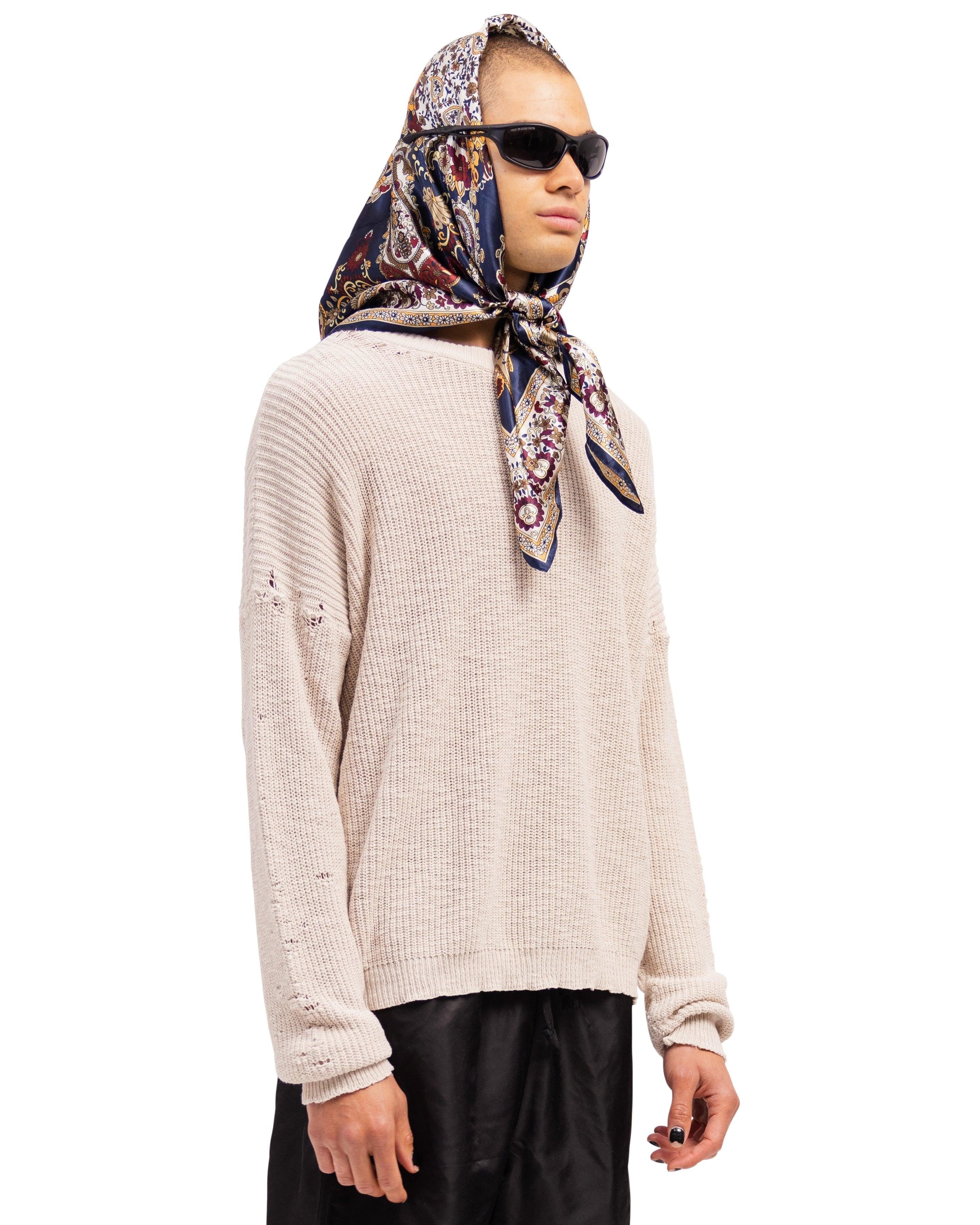 DESTROYED CREAME KNIT MEN - DESTROYED CREAME KNIT MEN - ROSE IN GOOD FAITH