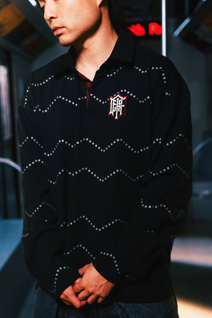 Stripe Black Rugby Polo