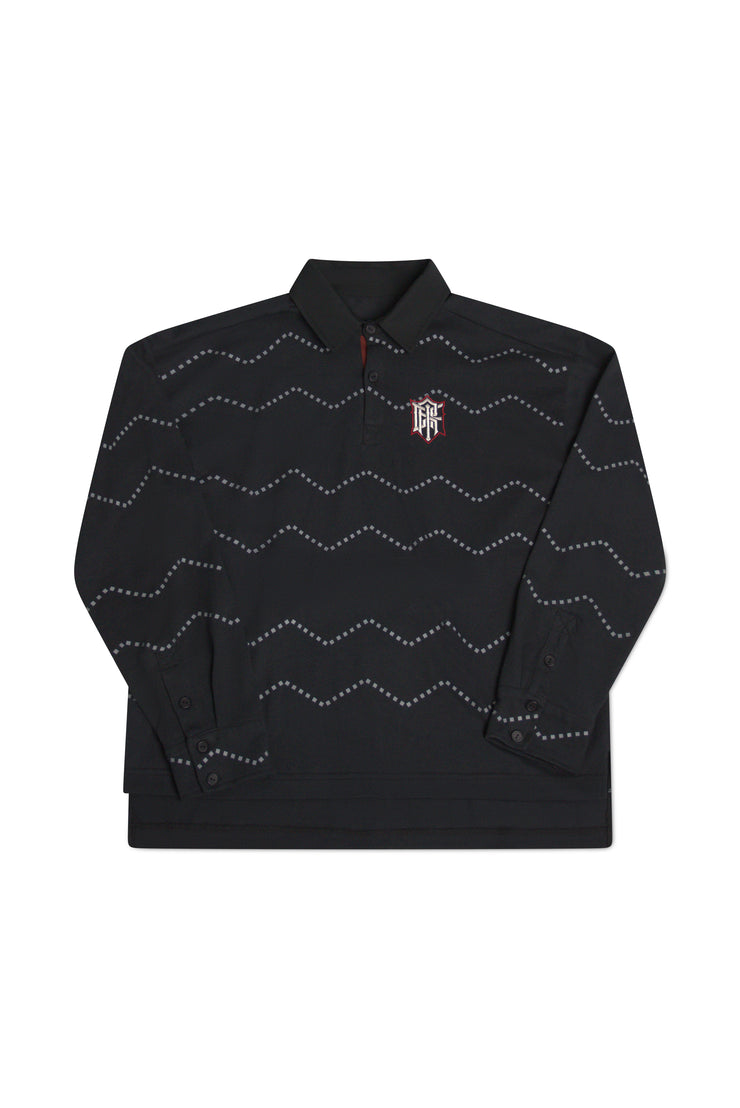 Stripe Black Rugby Polo