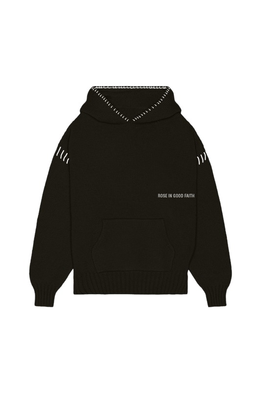 5 GAUGE KNIT HOODIE - 5 GAUGE KNIT HOODIE - ROSE IN GOOD FAITH