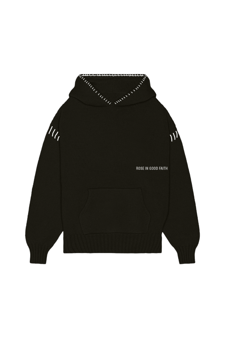 5 GAUGE KNIT HOODIE - 5 GAUGE KNIT HOODIE - ROSE IN GOOD FAITH