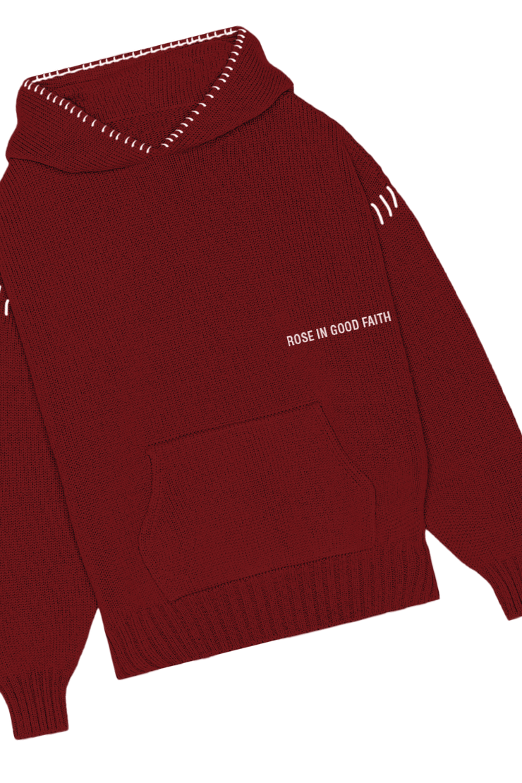 5 GAUGE KNIT HOODIE - 5 GAUGE KNIT HOODIE - ROSE IN GOOD FAITH