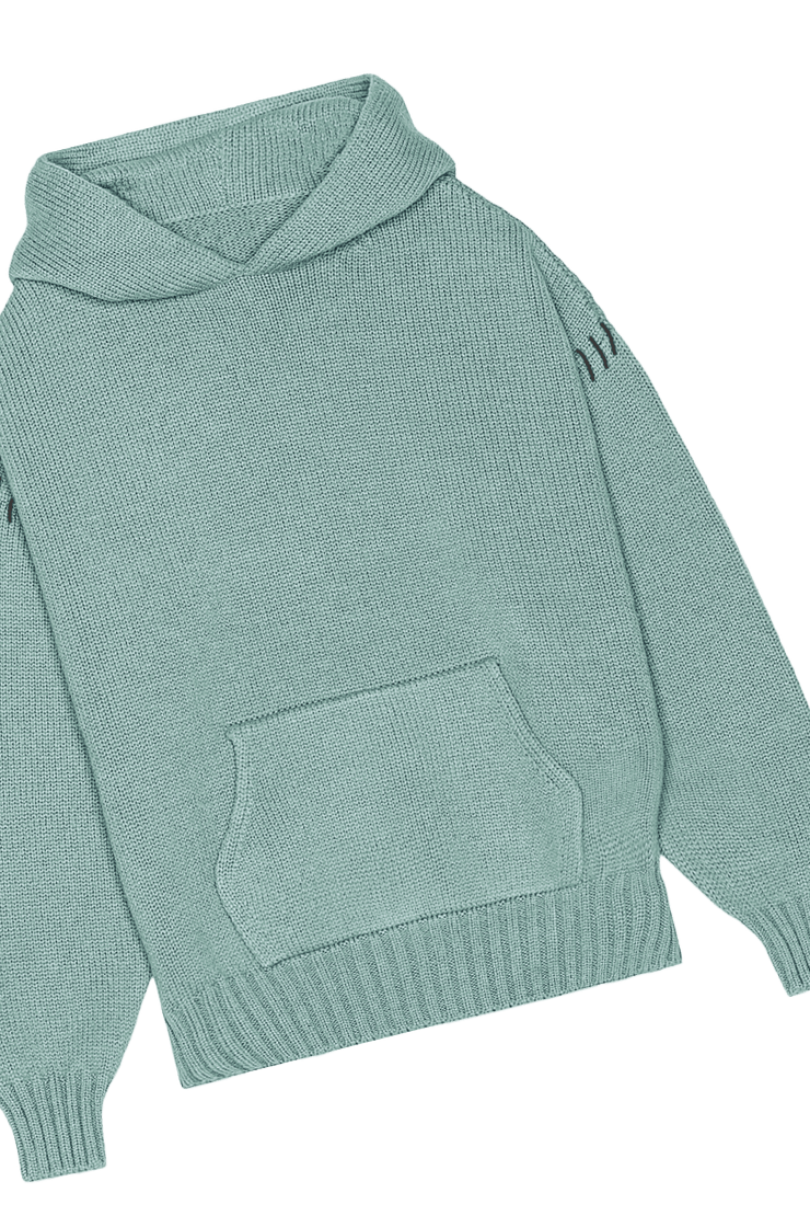 5 GAUGE KNIT HOODIE - 5 GAUGE KNIT HOODIE - ROSE IN GOOD FAITH