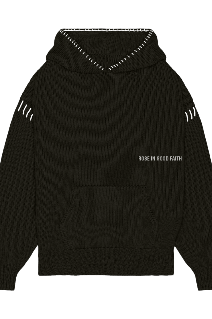 5 GAUGE KNIT HOODIE - 5 GAUGE KNIT HOODIE - ROSE IN GOOD FAITH