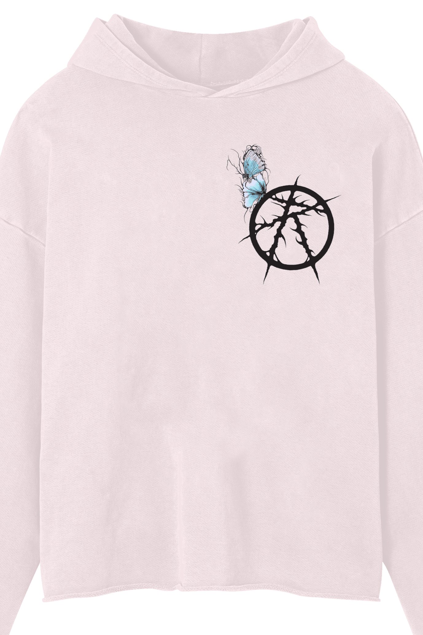 BLACK WATER RAW HOODIE PINK - BLACK WATER RAW HOODIE PINK - ROSE IN GOOD FAITH