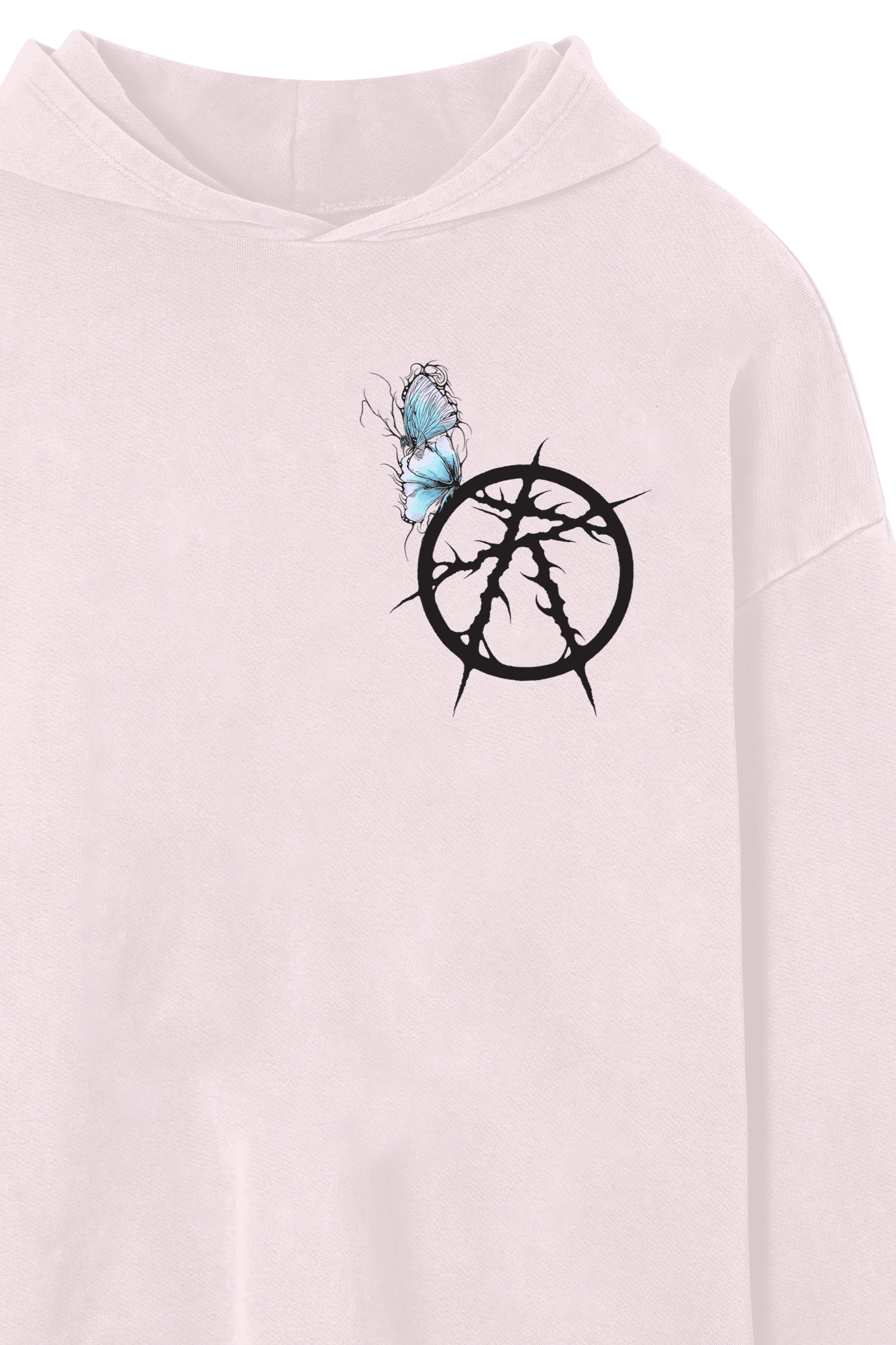 BLACK WATER RAW HOODIE PINK - BLACK WATER RAW HOODIE PINK - ROSE IN GOOD FAITH