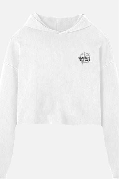 BURNING SKY CROPPED RAW HOODIE - BURNING SKY CROPPED RAW HOODIE - ROSE IN GOOD FAITH
