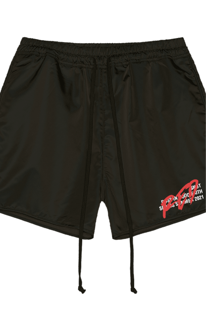 NYLON SUEDE TRACK SHORTS - NYLON SUEDE TRACK SHORTS - ROSE IN GOOD FAITH
