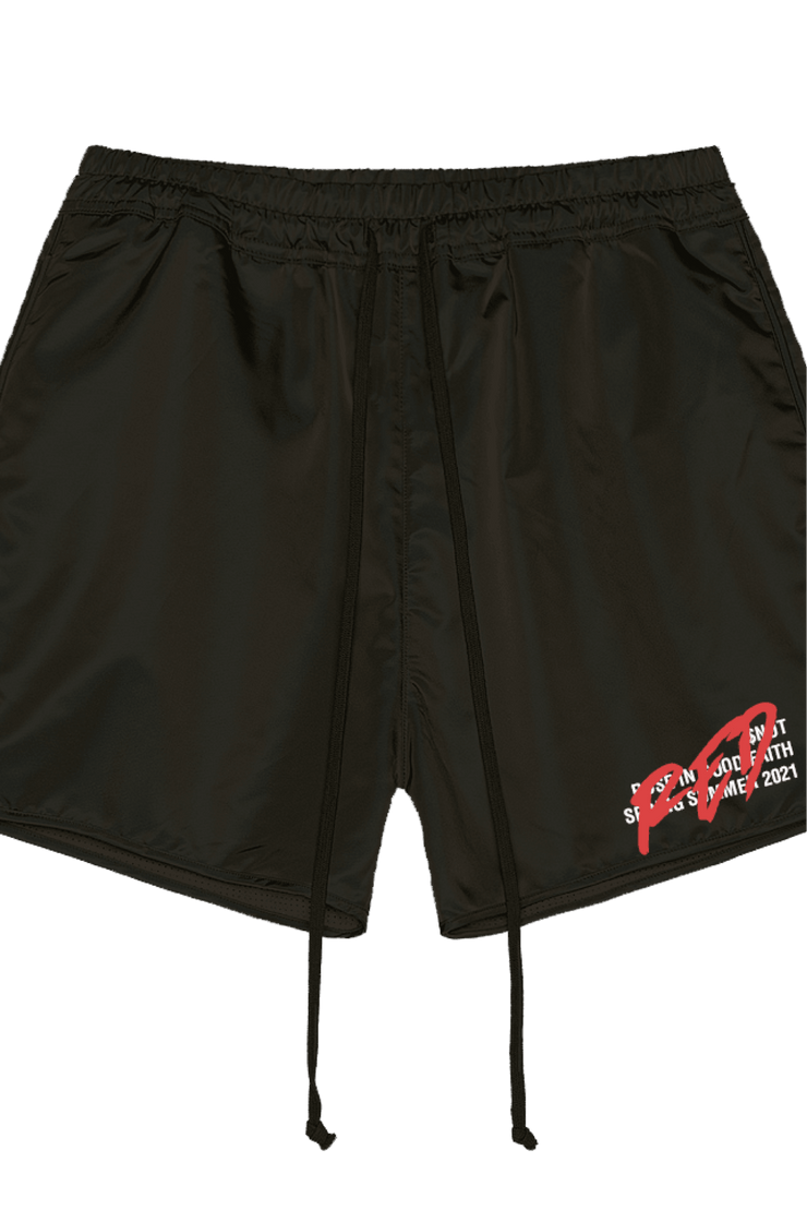NYLON SUEDE TRACK SHORTS - NYLON SUEDE TRACK SHORTS - ROSE IN GOOD FAITH