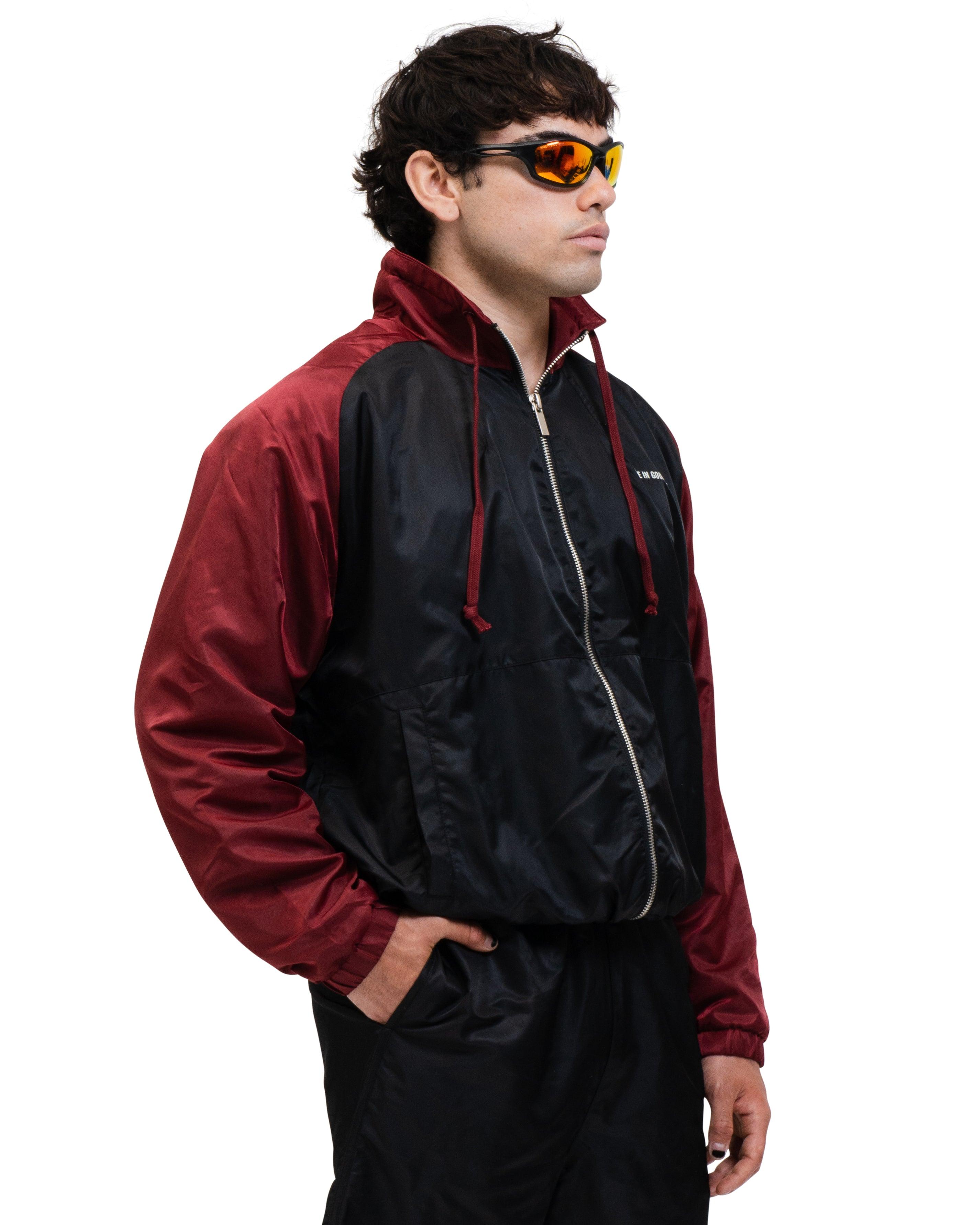 SUEDE LINED TRACK BOMBER BLK/RED - SUEDE LINED TRACK BOMBER BLK/RED - ROSE IN GOOD FAITH