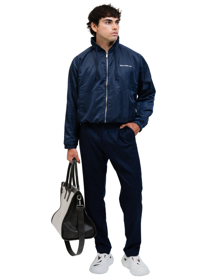 SUEDE LINED TRACK BOMBER NAVY - SUEDE LINED TRACK BOMBER NAVY - ROSE IN GOOD FAITH