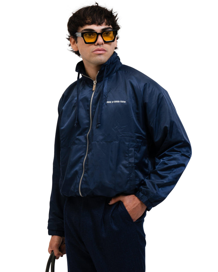 SUEDE LINED TRACK BOMBER NAVY - SUEDE LINED TRACK BOMBER NAVY - ROSE IN GOOD FAITH