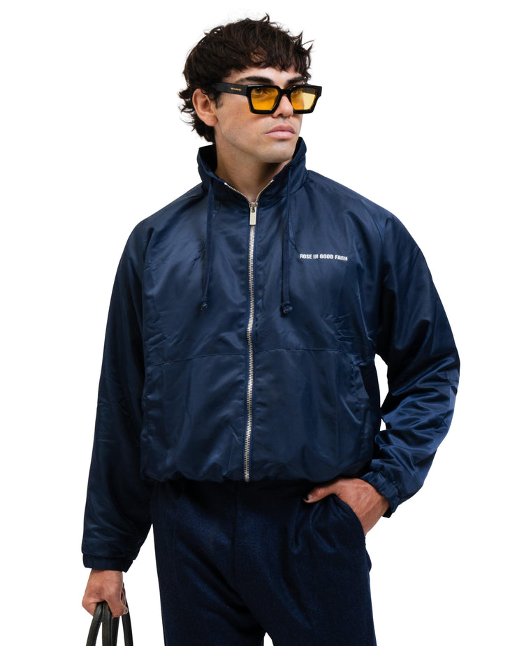 SUEDE LINED TRACK BOMBER NAVY - SUEDE LINED TRACK BOMBER NAVY - ROSE IN GOOD FAITH